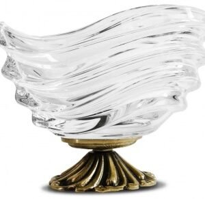 Stiklinis indas su žalvarine kojele