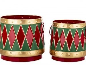  Kalėdiniai metaliniai vazonai „Būgneliai“
